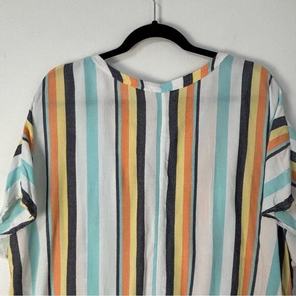 Chico’s Multicolor Striped Womens 3 Top Cap Sleeve Boho Lagenlook Coastal Beachy - Picture 9 of 11